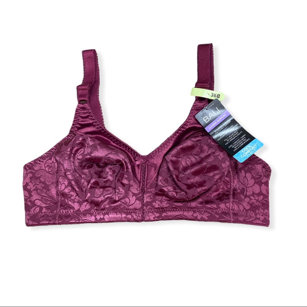 NWT Bali Classic Support Bra 36B Maroon Dusk  [165]